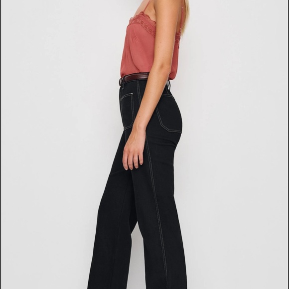 Reformation Alyssa Stretch High Rise Wide Leg Long Jeans Black - Size 25 - Picture 4 of 4